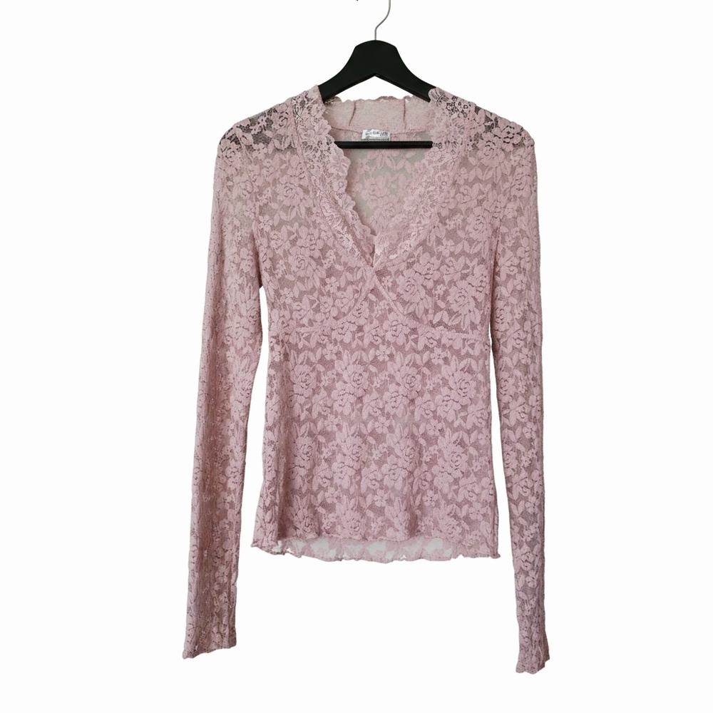 Free People | All Day Lace Long Sleeve top in mauve SP
